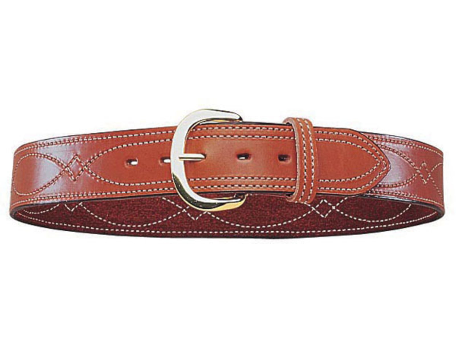 Bianchi B9 Fancy Stitched Belt - Plain Tan/Suede Brass Waist Size 40in