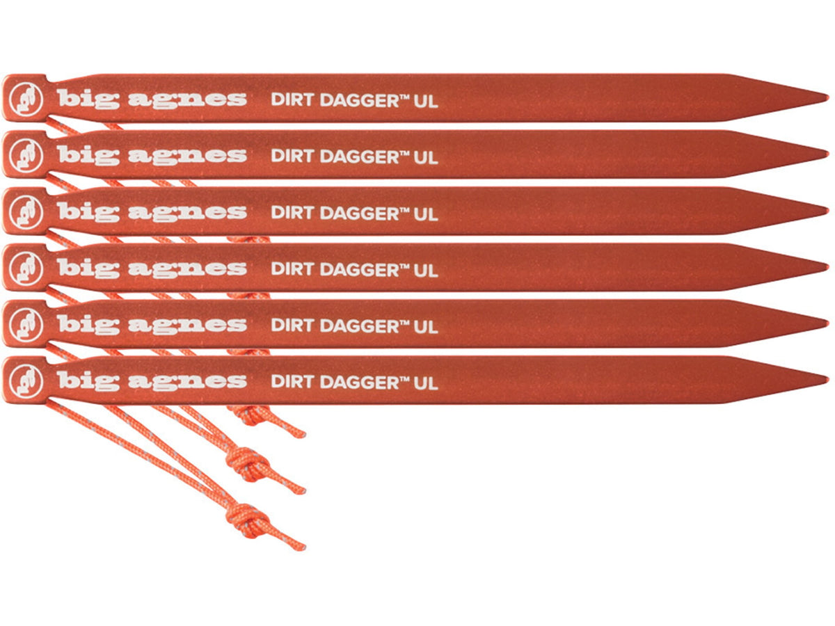 Big Agnes Dirt Dagger UL 7.5in Tent Stakes Pack of 6 Orange