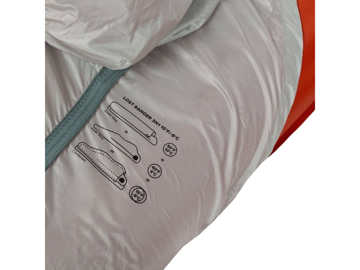 Big Agnes Lost Ranger 3N1 15 Sleeping Bag Mercury/Tangelo Long