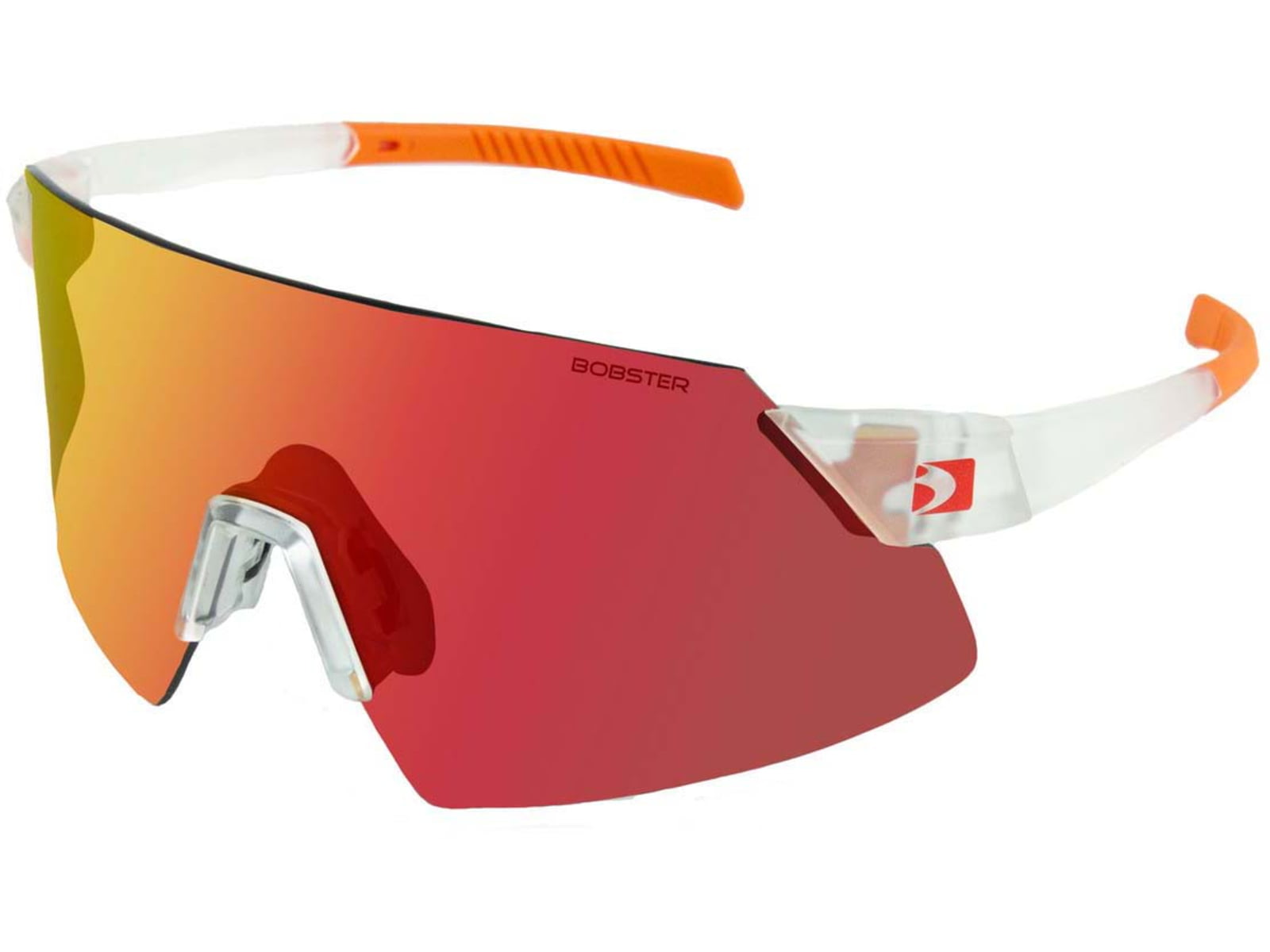 Bobster Cadence Sunglasses Matte Clear/Orange Frame w/ Smoke Black Red Revo/Yellow/Clear Lenses BCAD01