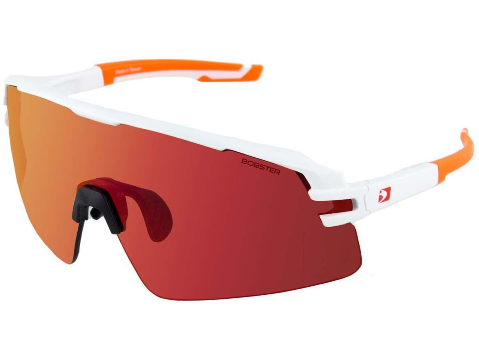 Bobster Flash Sunglasses Matte White/Orange Frame w/Smoke Black Red Revo Lens BFLA01