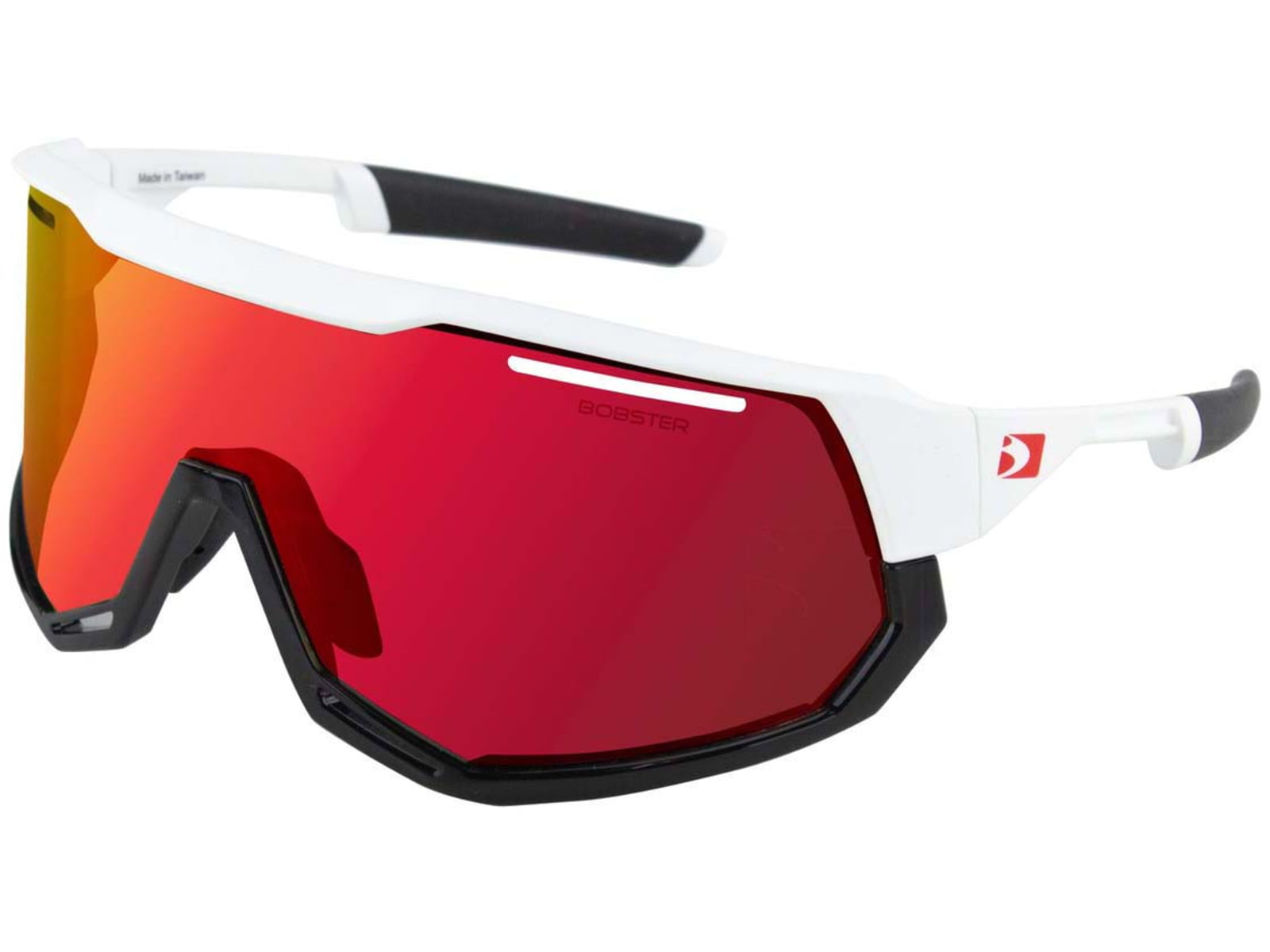 Bobster Freewheel Sunglasess Matte White/Gloss Black Frame w/ Smoke Black Red Revo/Yellow/Clear Lenses BFRE01