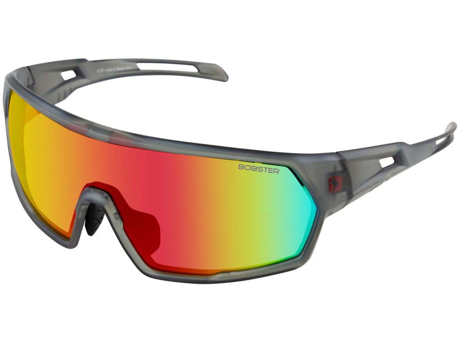 Bobster Speed Sunglasses Matte Clear/Gray Framew/ Smoked Crimson Mirror Lens BSPE01