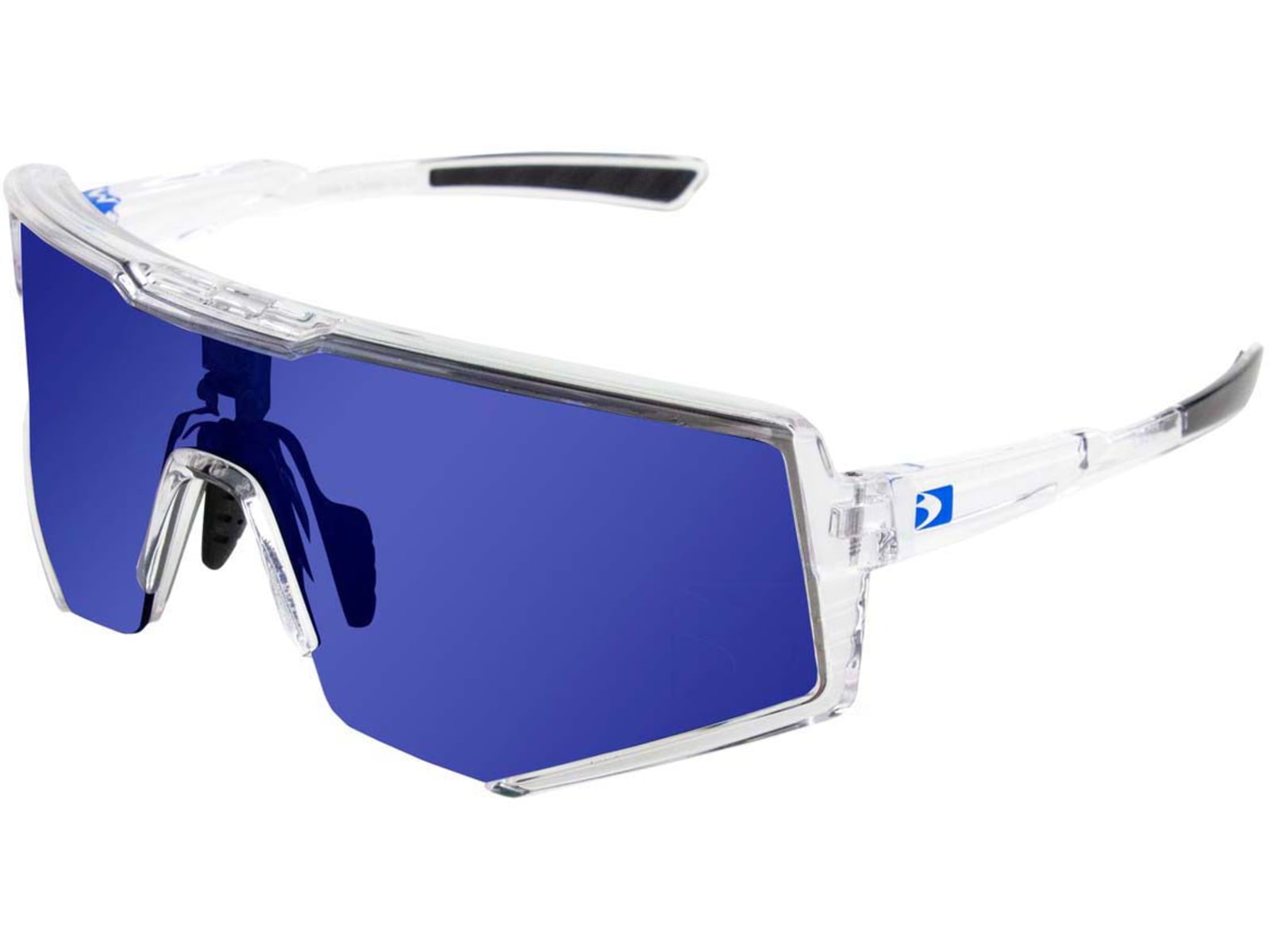 Bobster Sprocket Sunglasses Crystal Clear Frame w/ Blue Mirror Lens BSPR01