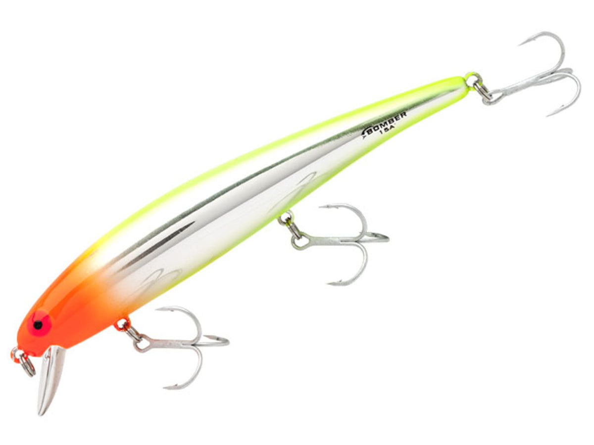 Bomber Long 15A Slender Minnow Jerkbait 4-1/2in 1/2oz Chrome Chartreuse