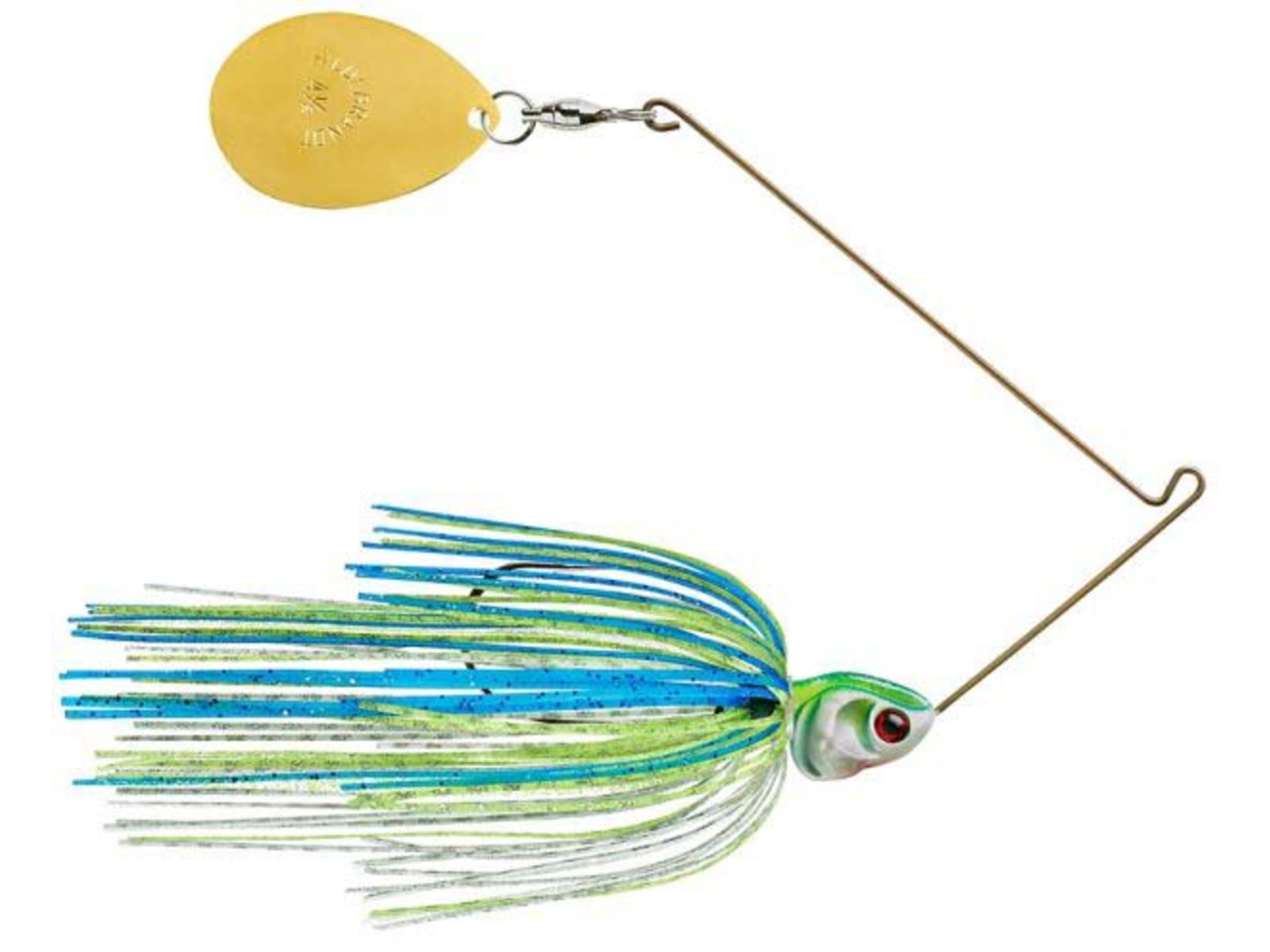 Booyah J.C. Covert Series Single Colorado Spinnerbait Fishing Hook 3/8oz 1 Piece White/Chartreuse/Blue