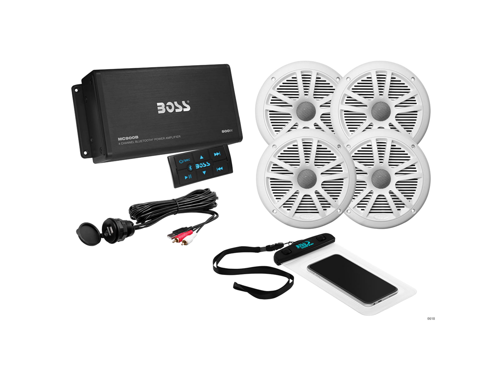 Boss Audio 4-Channel Bluetooth Amplifier w/4 Speakers ASK904B.64 ASK904B.64