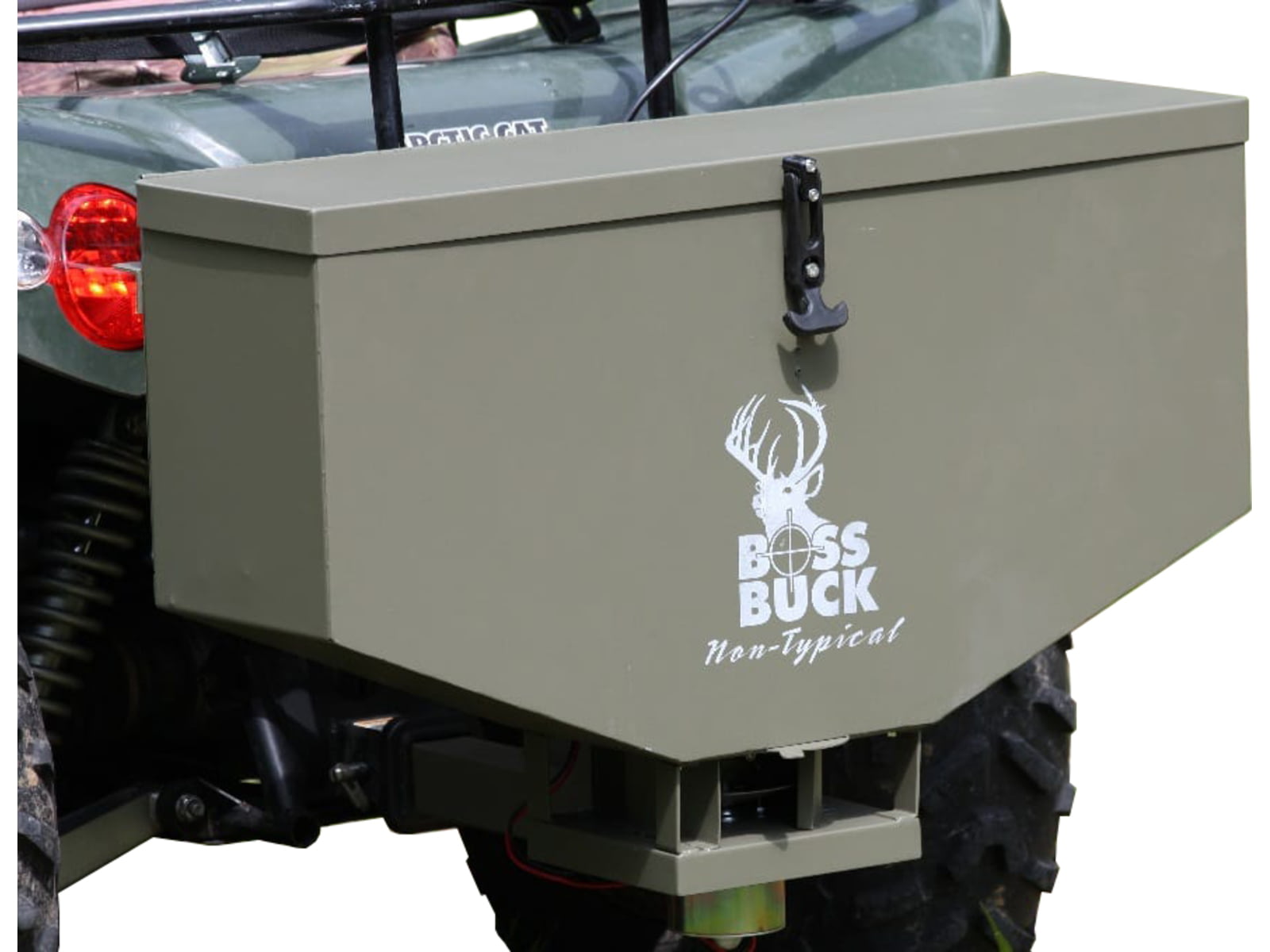 Boss Buck 80 Seeder/Spreader w/4-prong TailgateAdapter and Reciever & Push Button/Remove Set