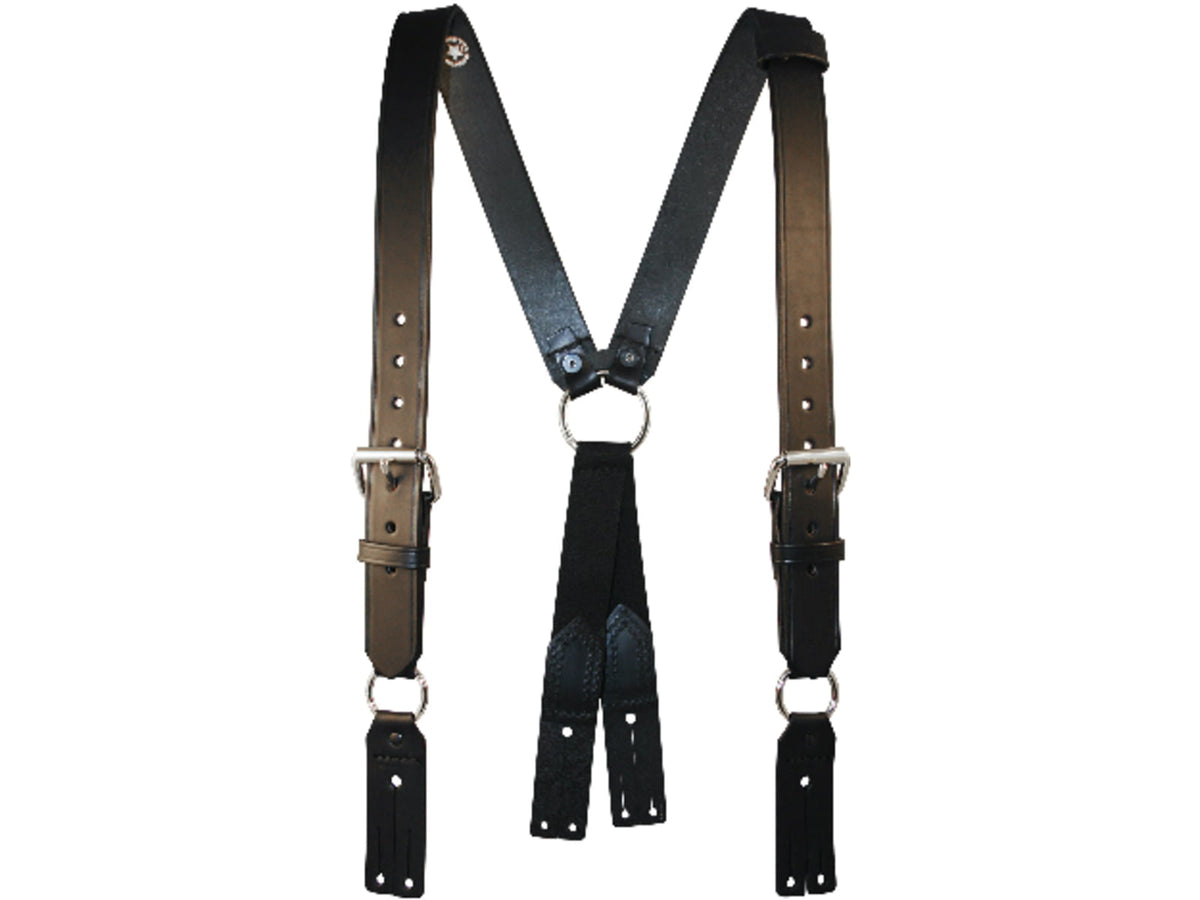 Boston Leather Firefighter's Suspenders Button Attachment Black - 9175-1