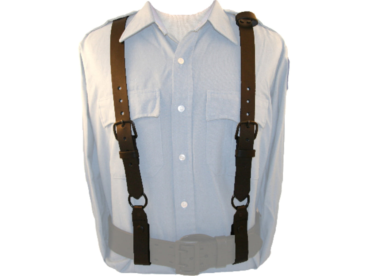 Boston Leather Police Leather Suspenders Black - 9180-1