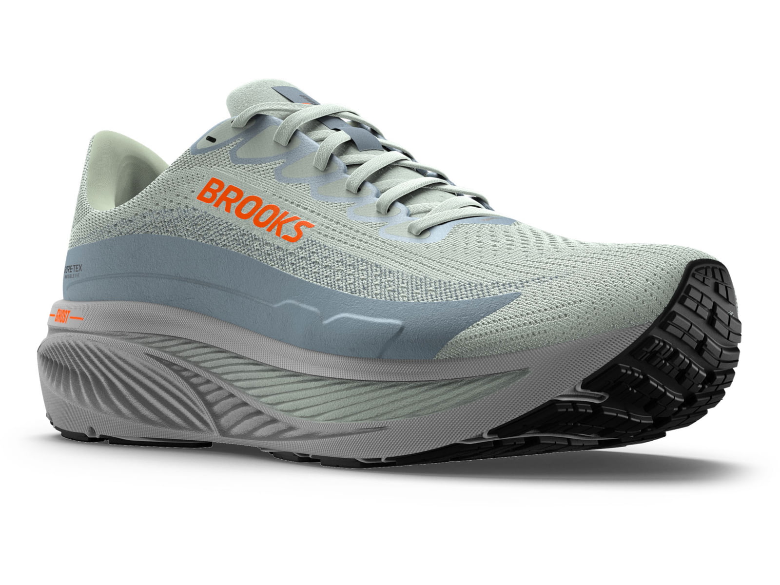 Brooks Ghost 17 GTX Road Running Shoes - Men's Smoke/Primer Grey/Orange 8 1D