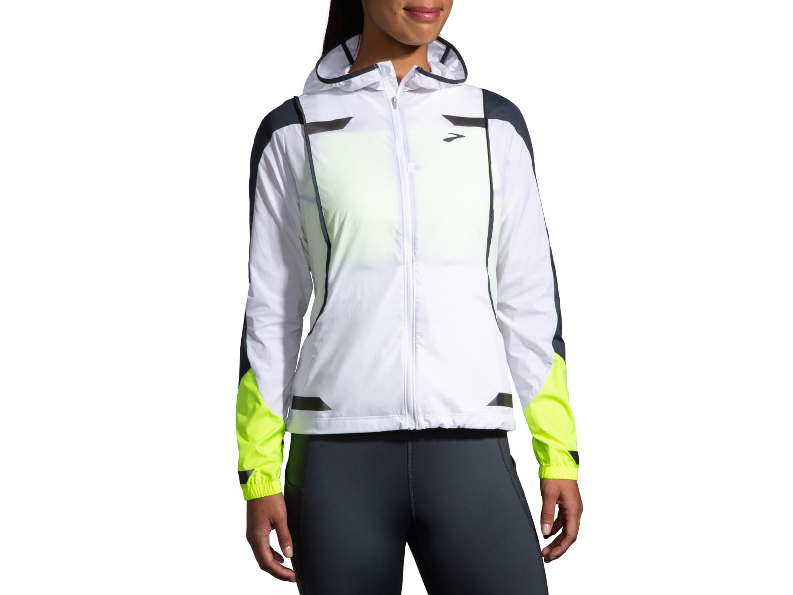 Brooks Run Visible Convertible Jacket - Women's White/Asphalt/Nightlife XS