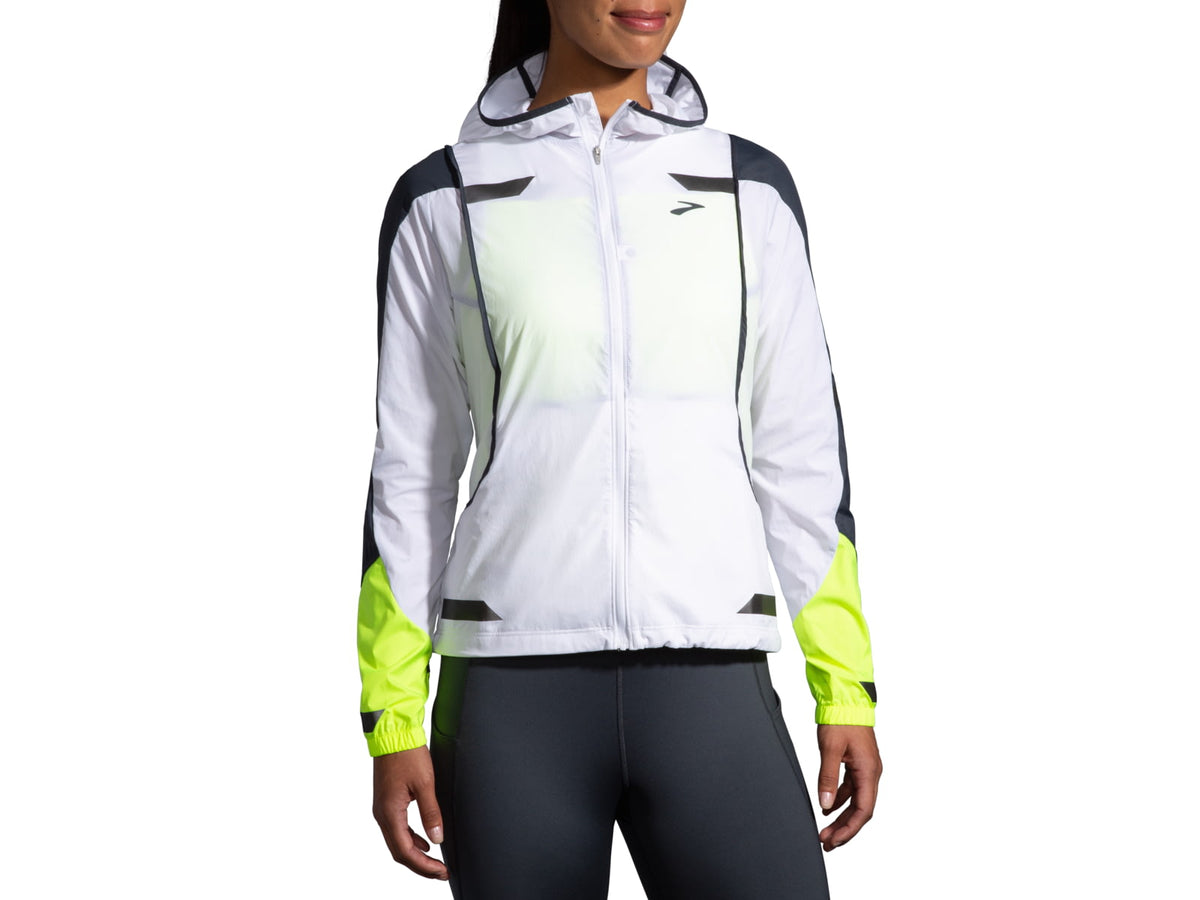Brooks Run Visible Convertible Jacket - Women's White/Asphalt/Nightlife XS