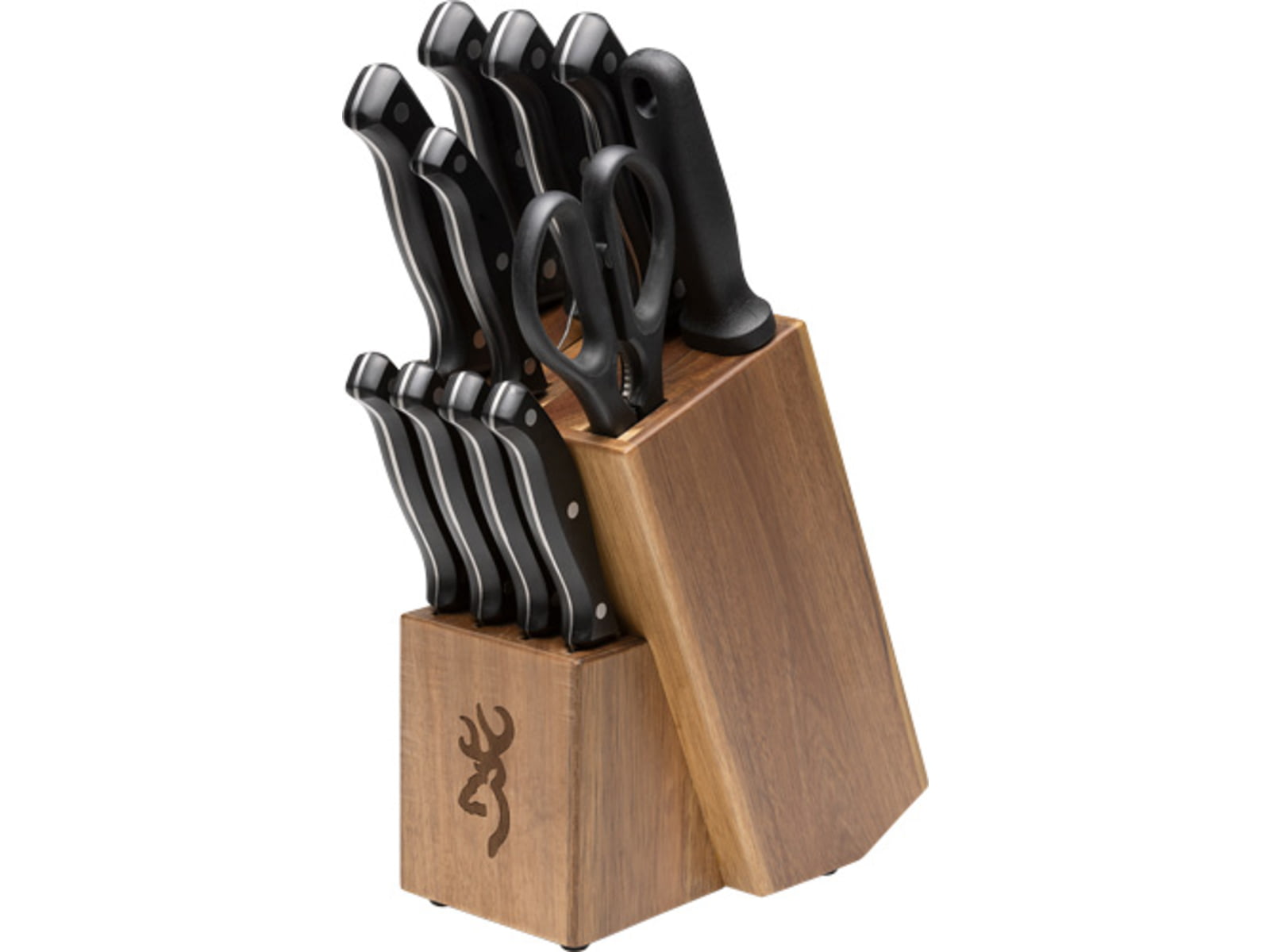 Browning Kitchen Set W/ Butcher Block Kitchen Knives Stainless Steel 3220536B