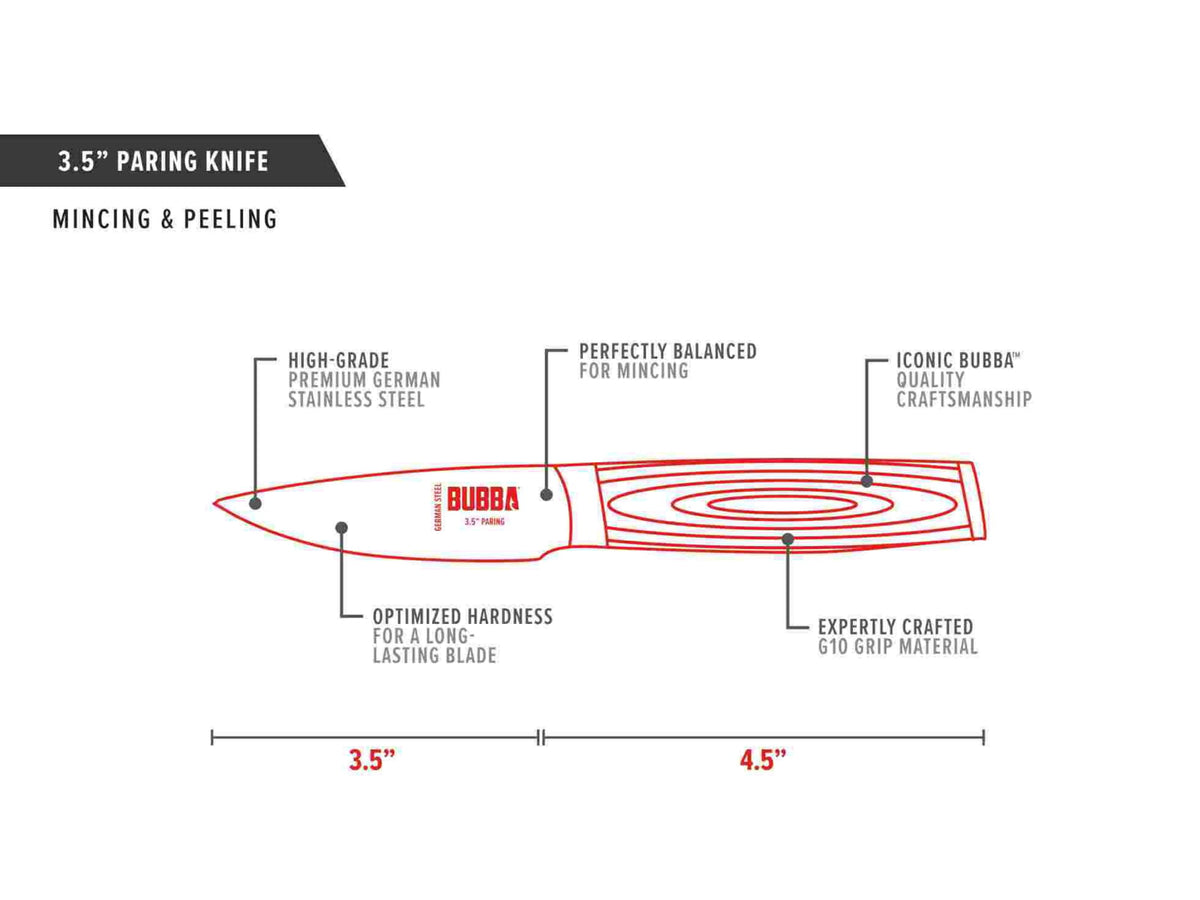 Bubba Blade Chef Series Paring Kitchen Knife 3.5in Stainless Steel G10 Handle 1114266