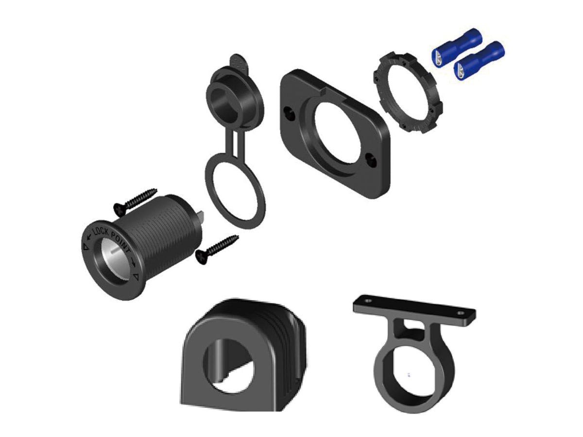 Bulldog Winch 12V Power Socket 20A with Cover and 3 Mounting Brackets 20286