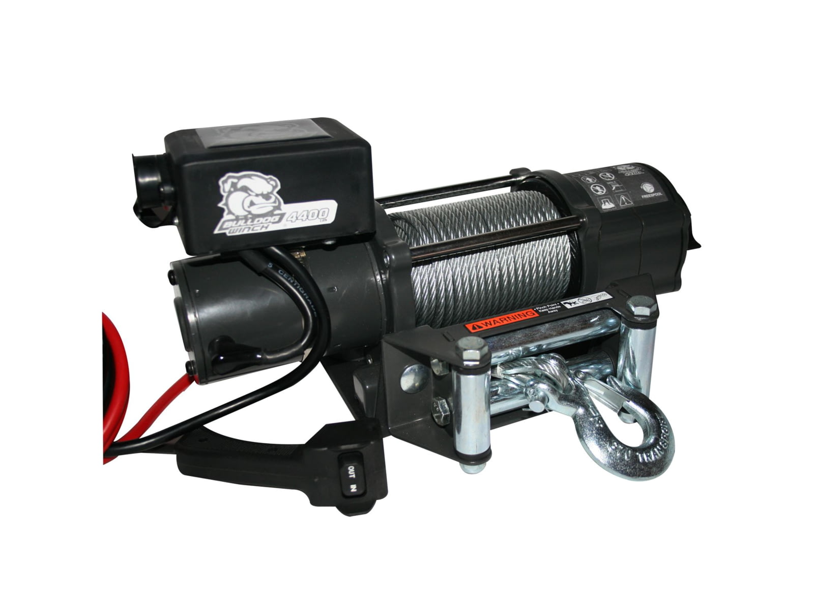 Bulldog Winch 4400lb Trailer/Utility Winch 55ft Wire Rope Roller Fairlead Mnt Plate