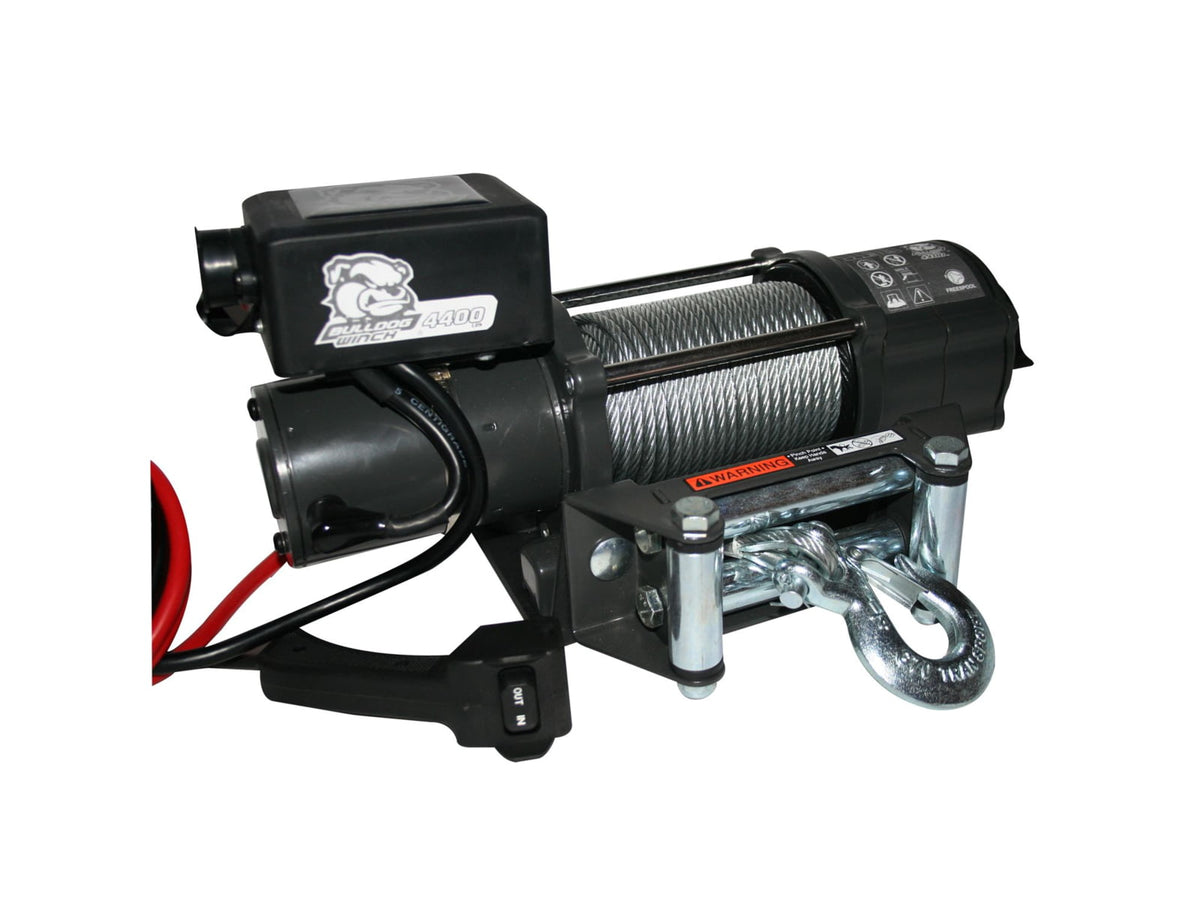 Bulldog Winch 4400lb Trailer/Utility Winch 55ft Wire Rope Roller Fairlead Mnt Plate