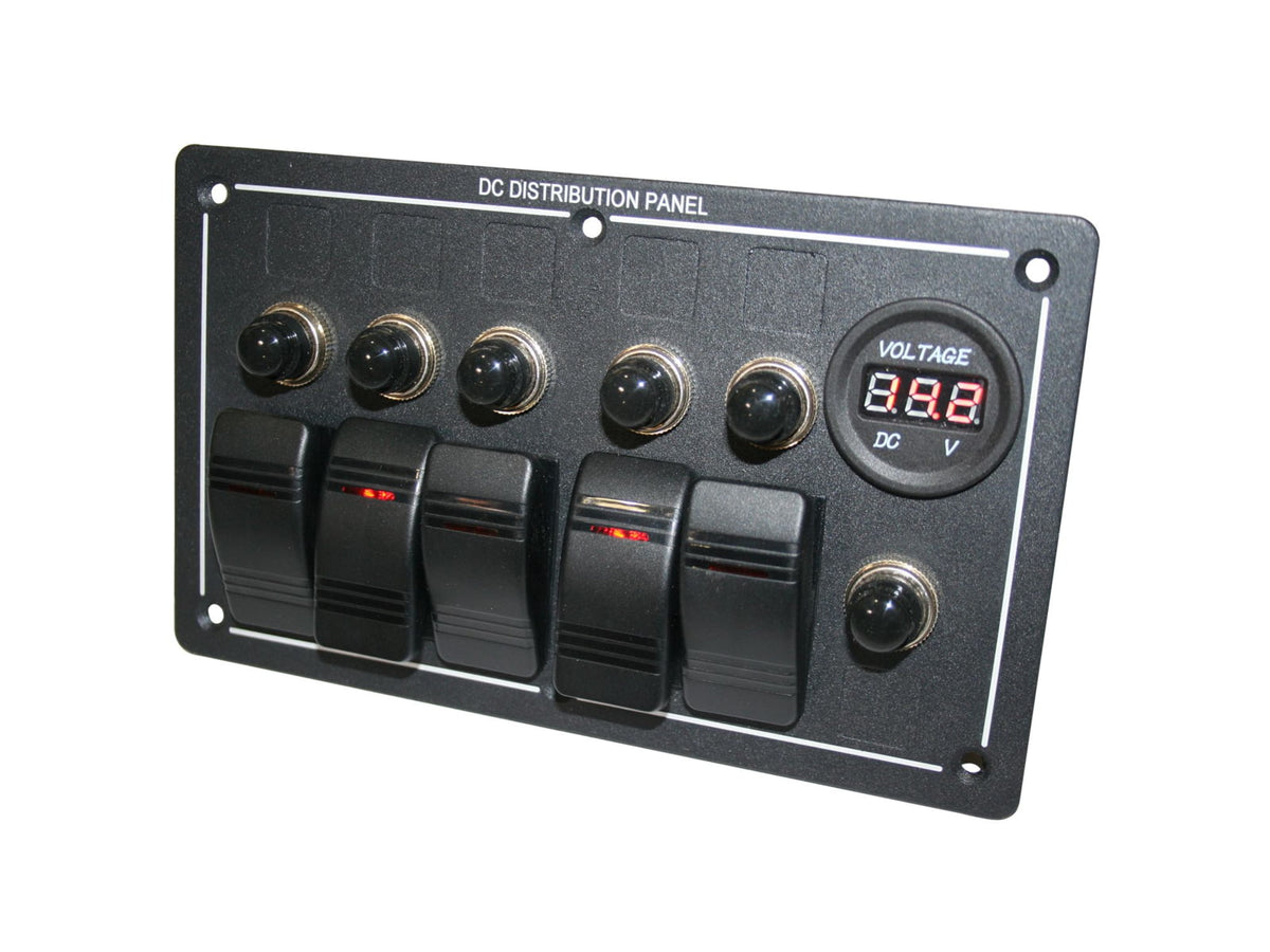 Bulldog Winch 5-Switch Panel with Breakers And Voltmeter 20267