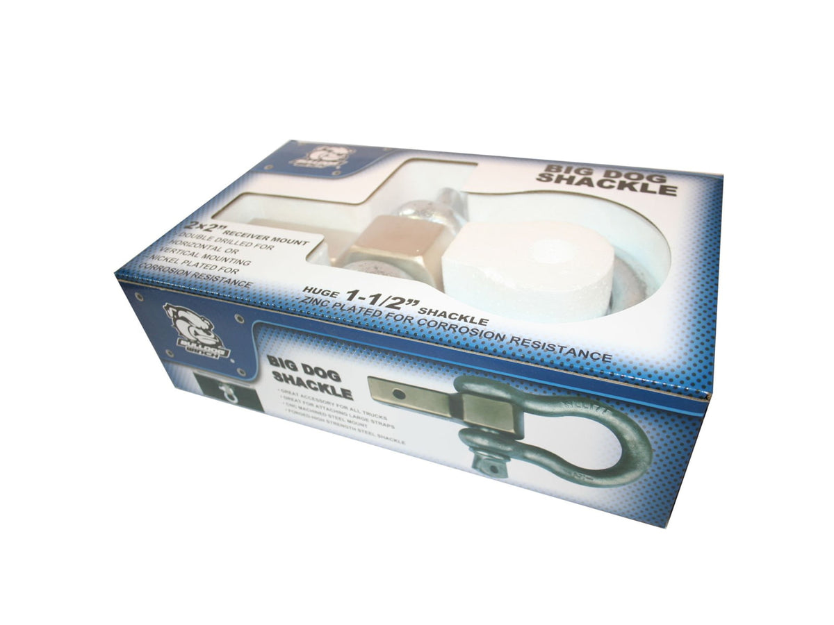 Bulldog Winch Big Dog Shackle 2x2in Receiver Mount w/ 1-1/2in Shackle Silver 20181