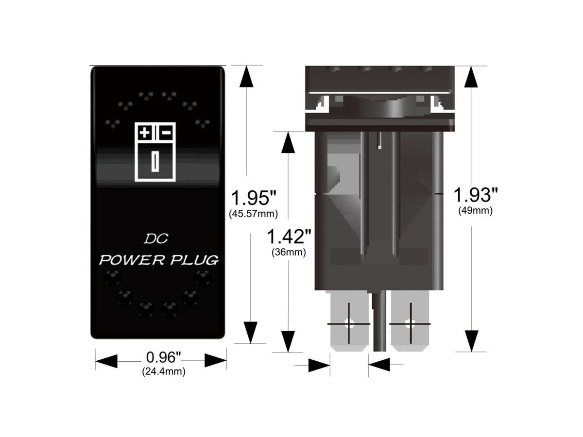 Bulldog Winch Rocker Switch - DC Power Plug Black 20319