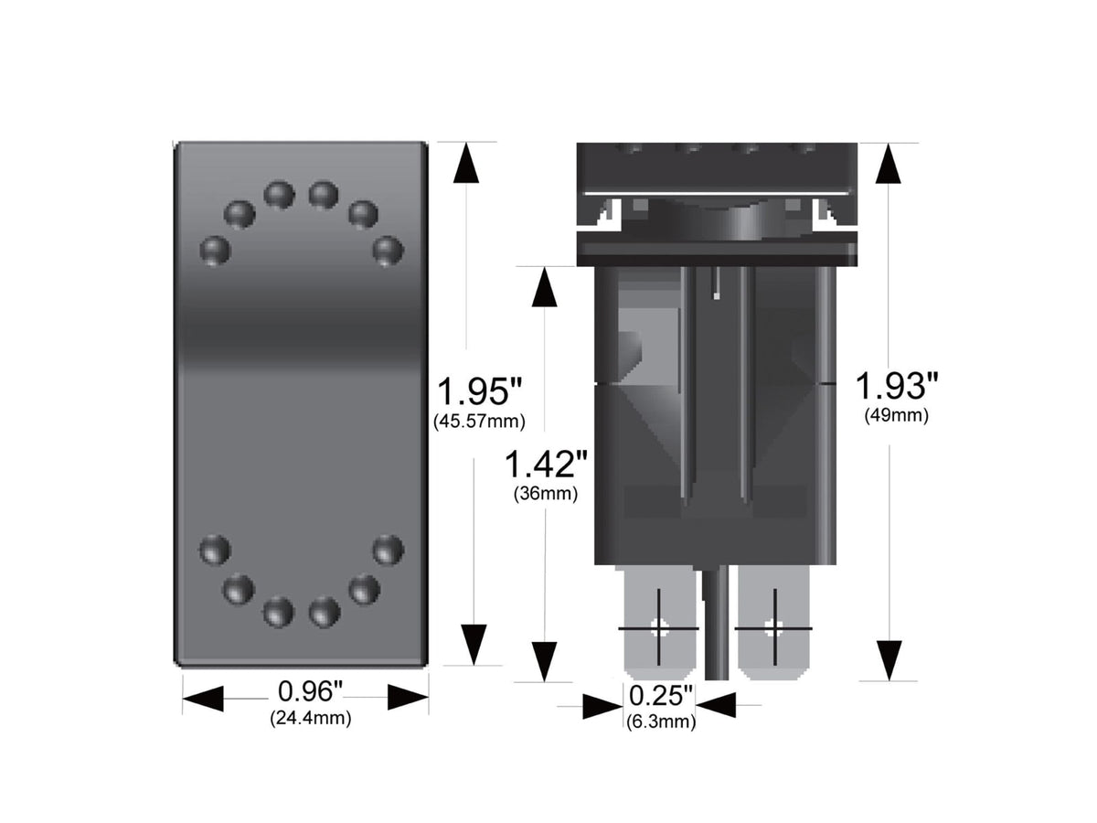 Bulldog Winch Rocker Switch - Momentary ON/OFF 4-Pin Black 20285