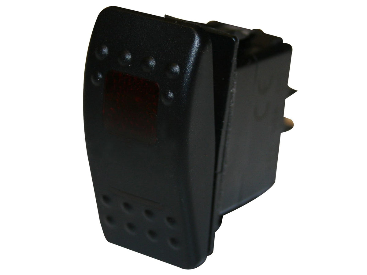 Bulldog Winch Rocker Switch - Momentary ON/OFF Lighted Red 3-Pin Black 20284