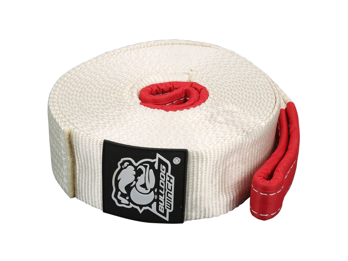 Bulldog Winch Snatch Strap 3in x 30ft 19.8k BS 10K WLL White 20134