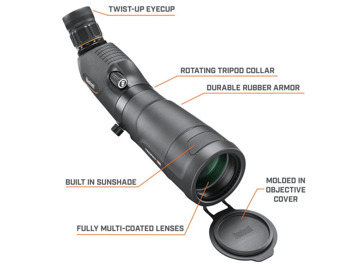 Bushnell Trophy Xtreme 20-60x65mm Spotting Scope 0.67 in Porro 45 degree WP Fully Multi-Coated Black 887520B