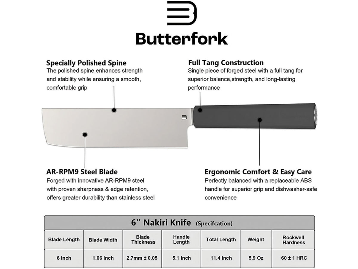 Butterfork Nakiri Knife Dark Gray BF01NKDG