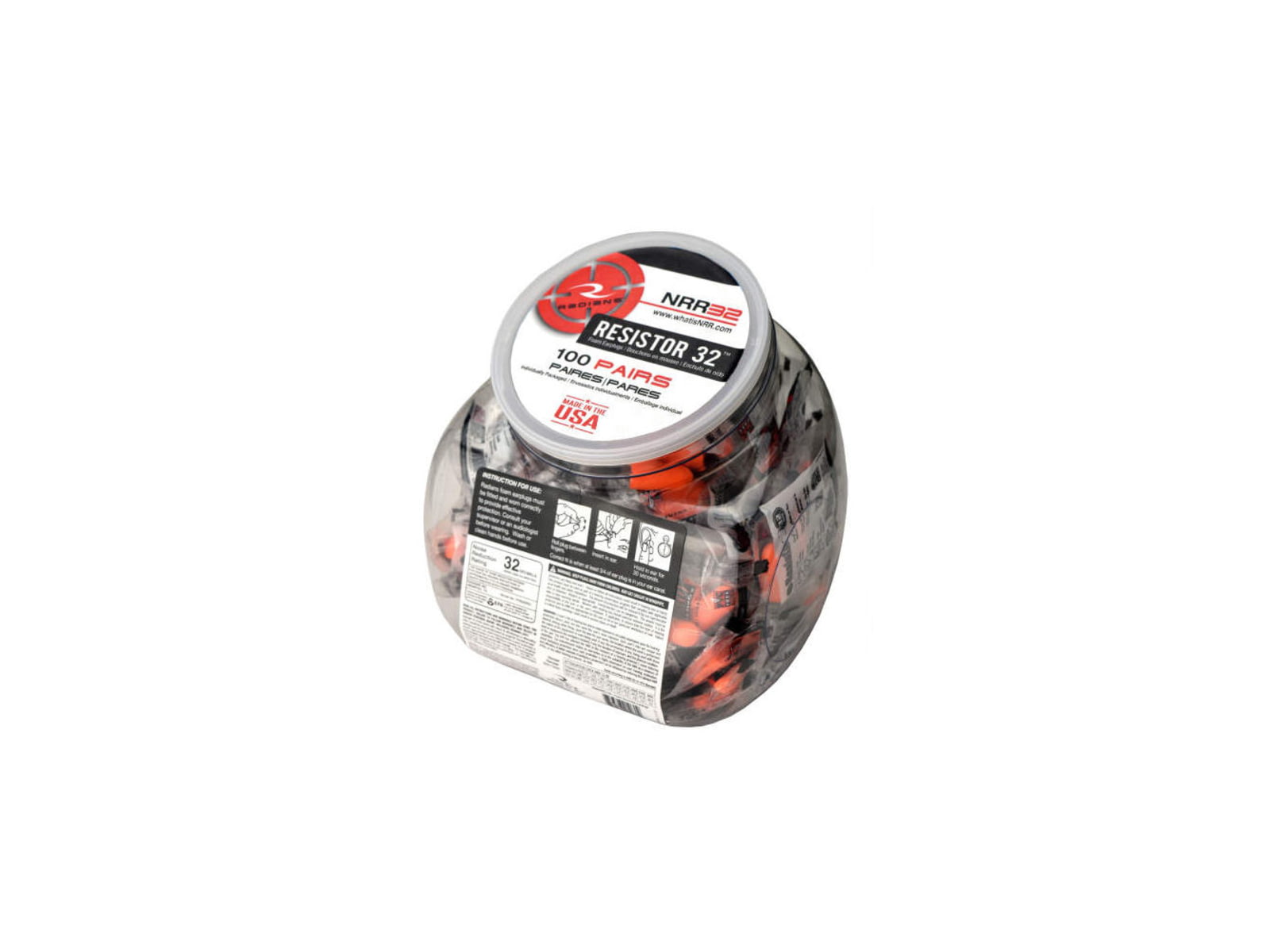Radians 100 pairs of Uncorded Foam Earplugs in Poly Bags in a Jar 9FCF72BE RFFP8000RD100