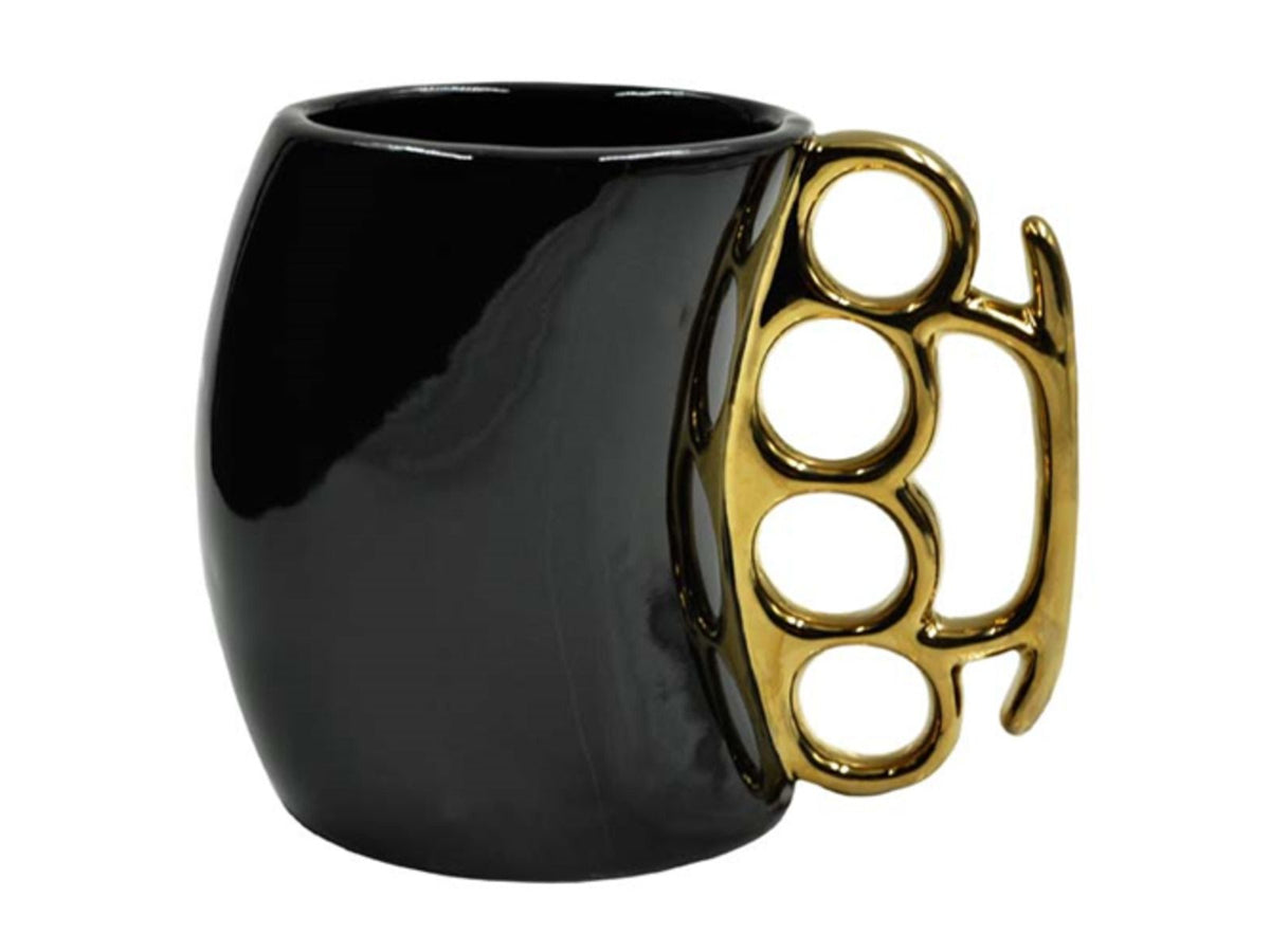 Campco Brass Knuckles Mug Black/Gold Ceramic CBGM1026