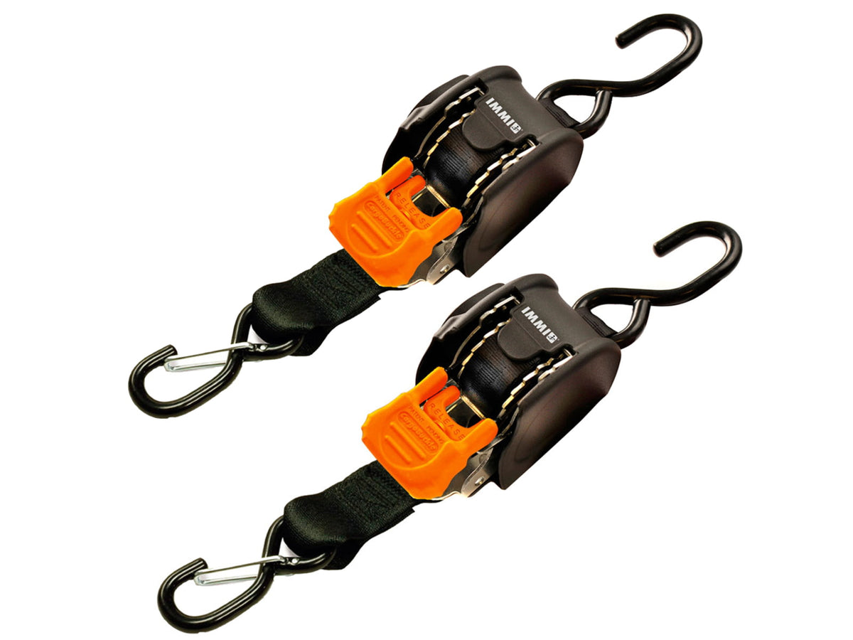 CargoBuckle Mini G3 Retractable Tie-Down w/ Dual S-Hooks 1" x 72" - Pair F111640