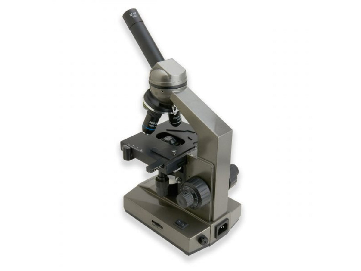 Carson 100-1000x Table Top Microscope w/Universal Smartphone Adapter for Microscopes Black/Gray MS-100SP