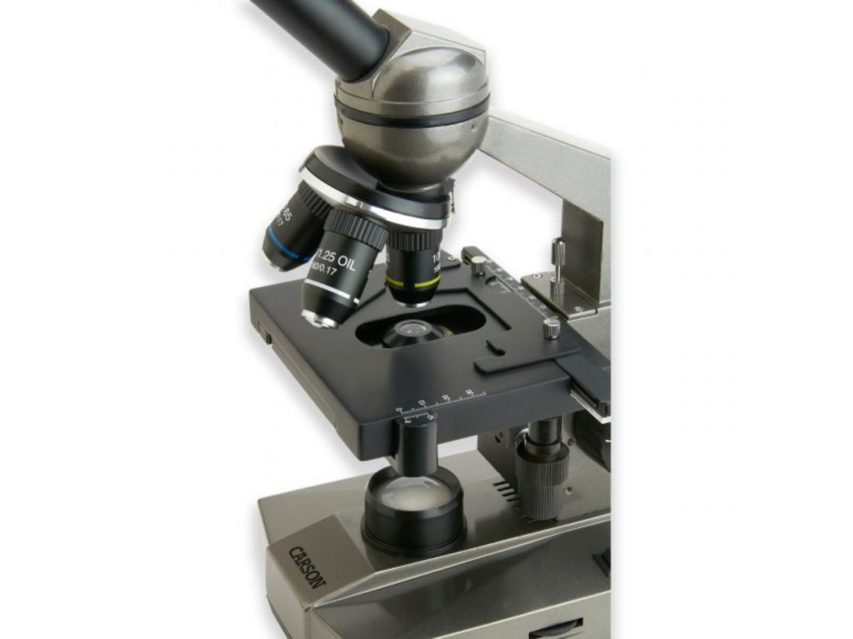 Carson 100-1000x Table Top Microscope w/Universal Smartphone Adapter for Microscopes Black/Gray MS-100SP