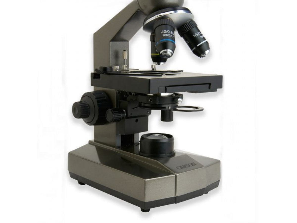 Carson 100-1000x Table Top Microscope w/Universal Smartphone Adapter for Microscopes Black/Gray MS-100SP