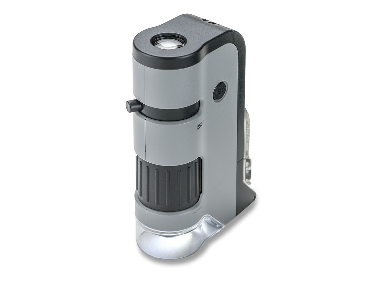 Carson 100x-250x MicroFlip Portable Microscope w/ Phone Clip Grey/Black MP-250