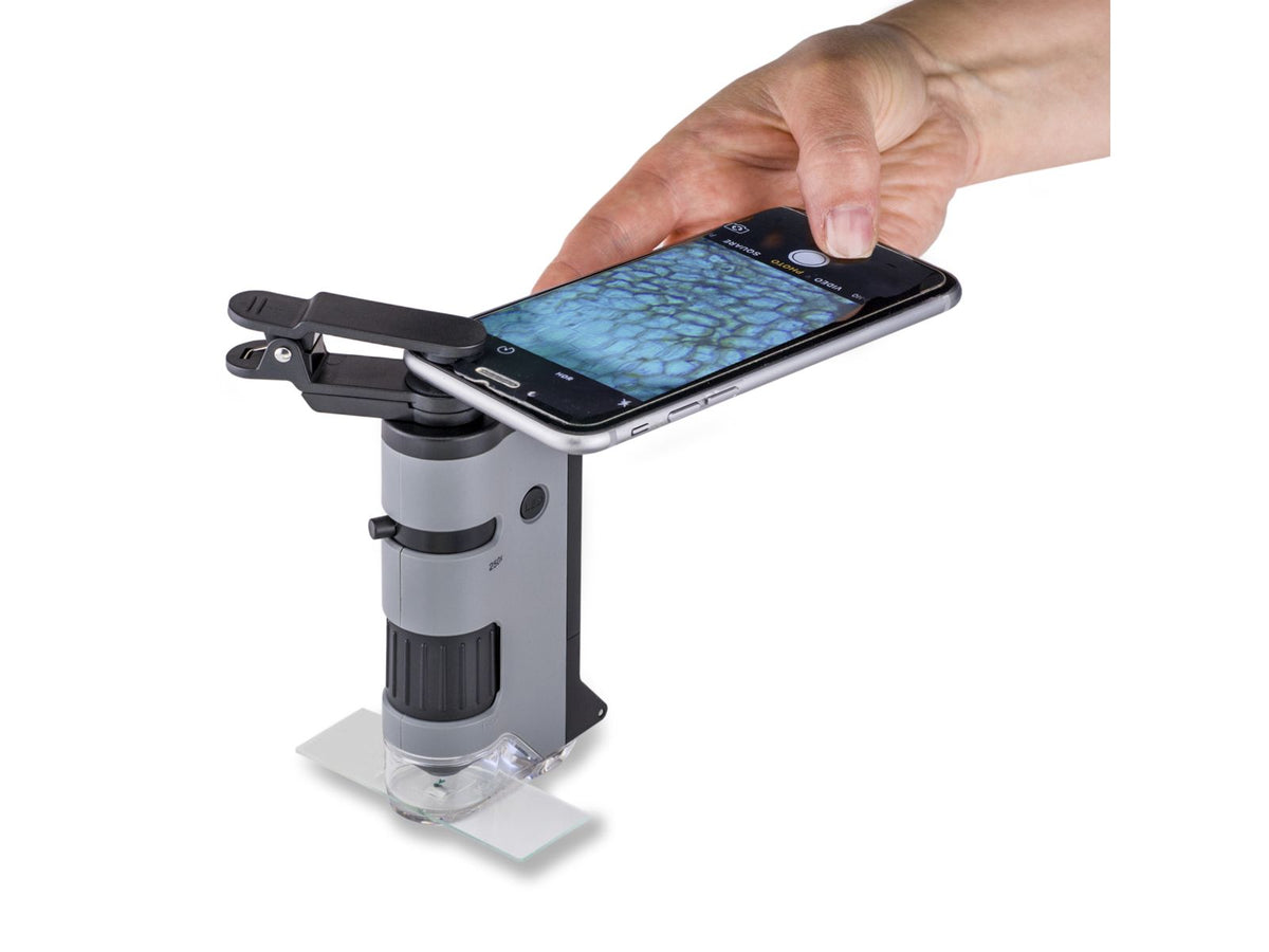Carson 100x-250x MicroFlip Portable Microscope w/ Phone Clip Grey/Black MP-250