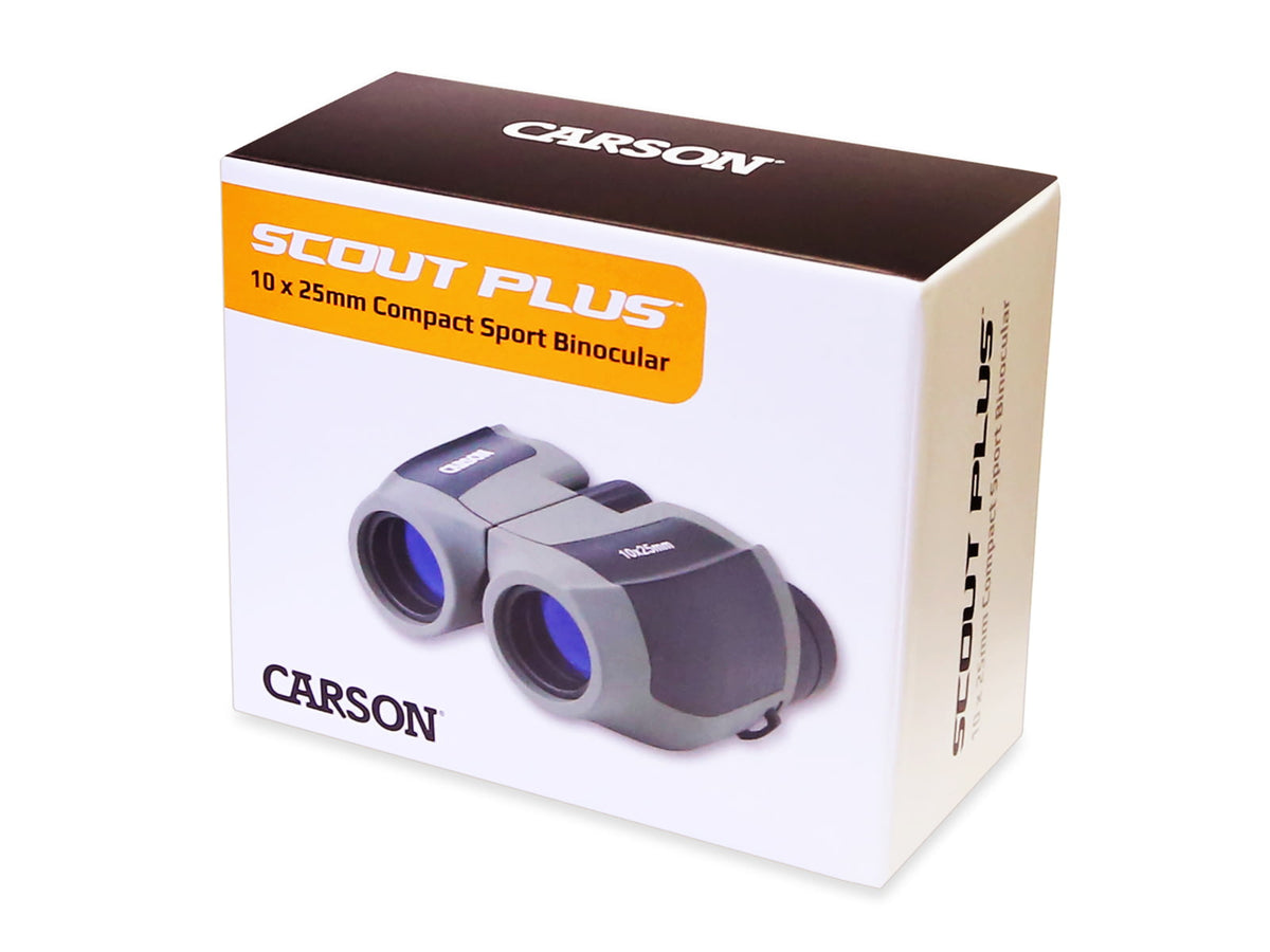 Carson Scout Plus 10x25mm Porro Prism Binoculars Matte Gray/Black JD-025