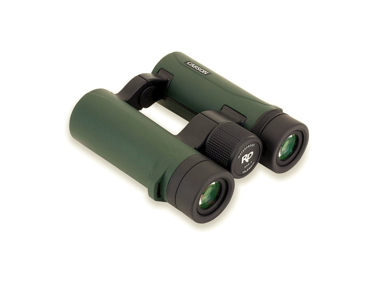 Carson Open Bridge 10x34mm Roof Prism Binocular Matte Green RD-034