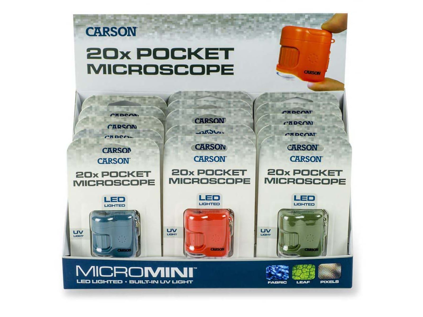 Carson 20x MicroMini Microscope Display 2 LED Assorted MM-280OBG