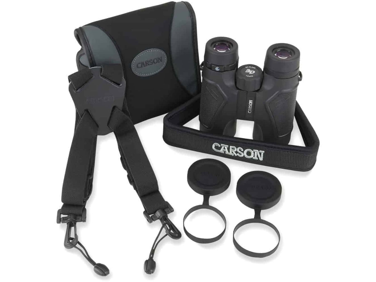 Carson 3D 10x42mm Roof Prism Waterproof Birding Binoculars Matte Black TD-042ED
