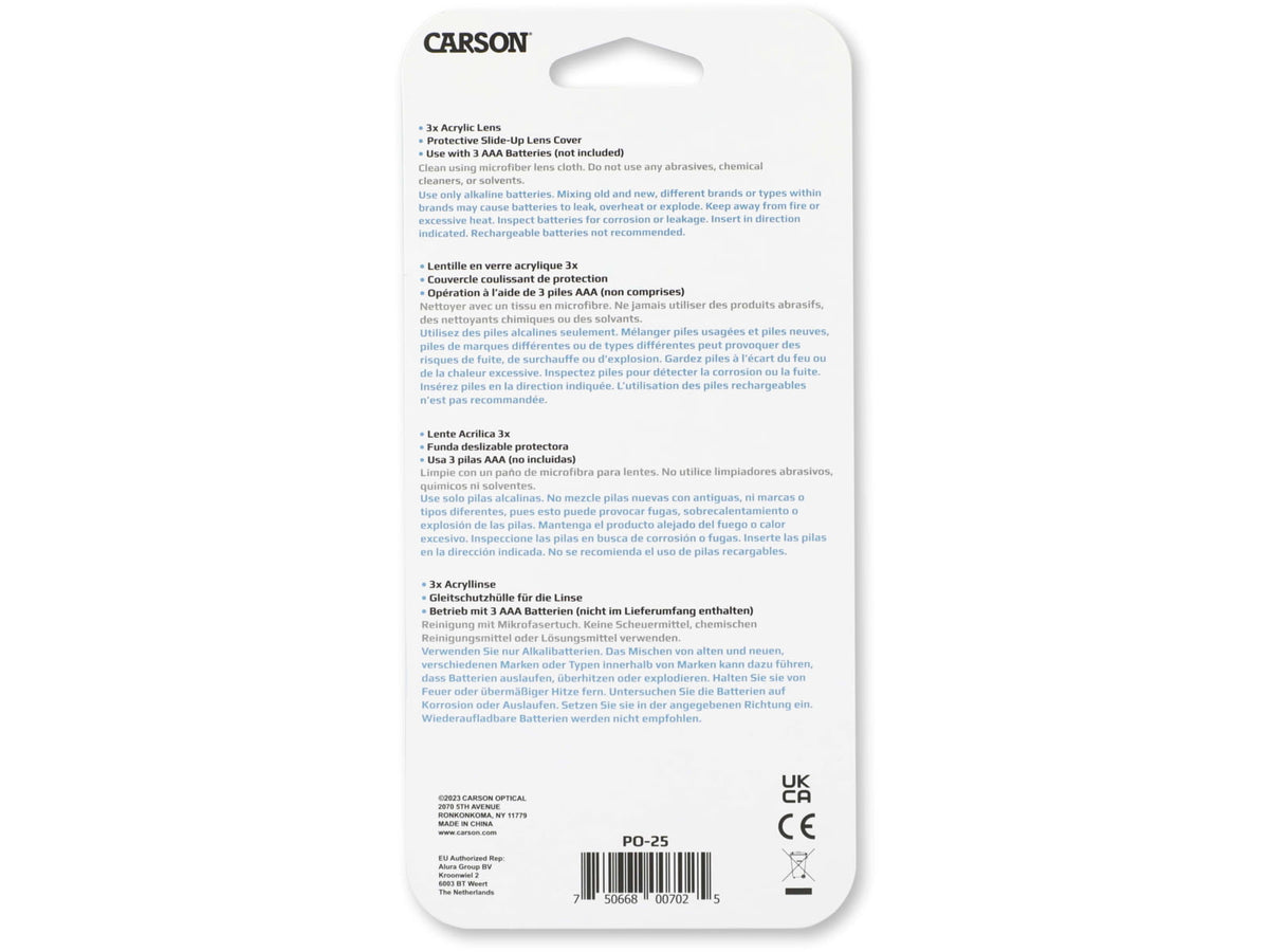 Carson 3x MiniBrite Pocket Magnifier Loupe PO-25
