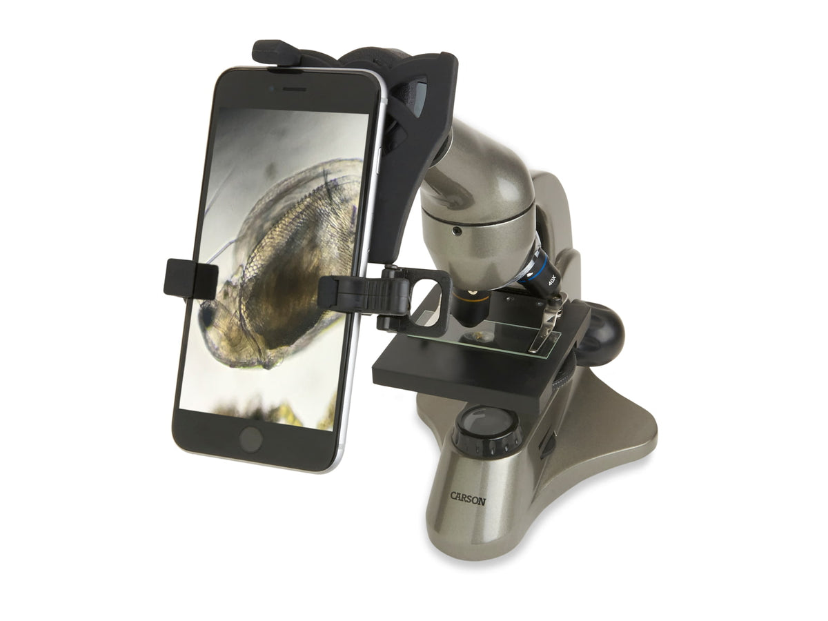 Carson 40x-499x Table Top Microscope w/Universal Smartphone Adapter for Microscopes Black/Gray MS-040SP