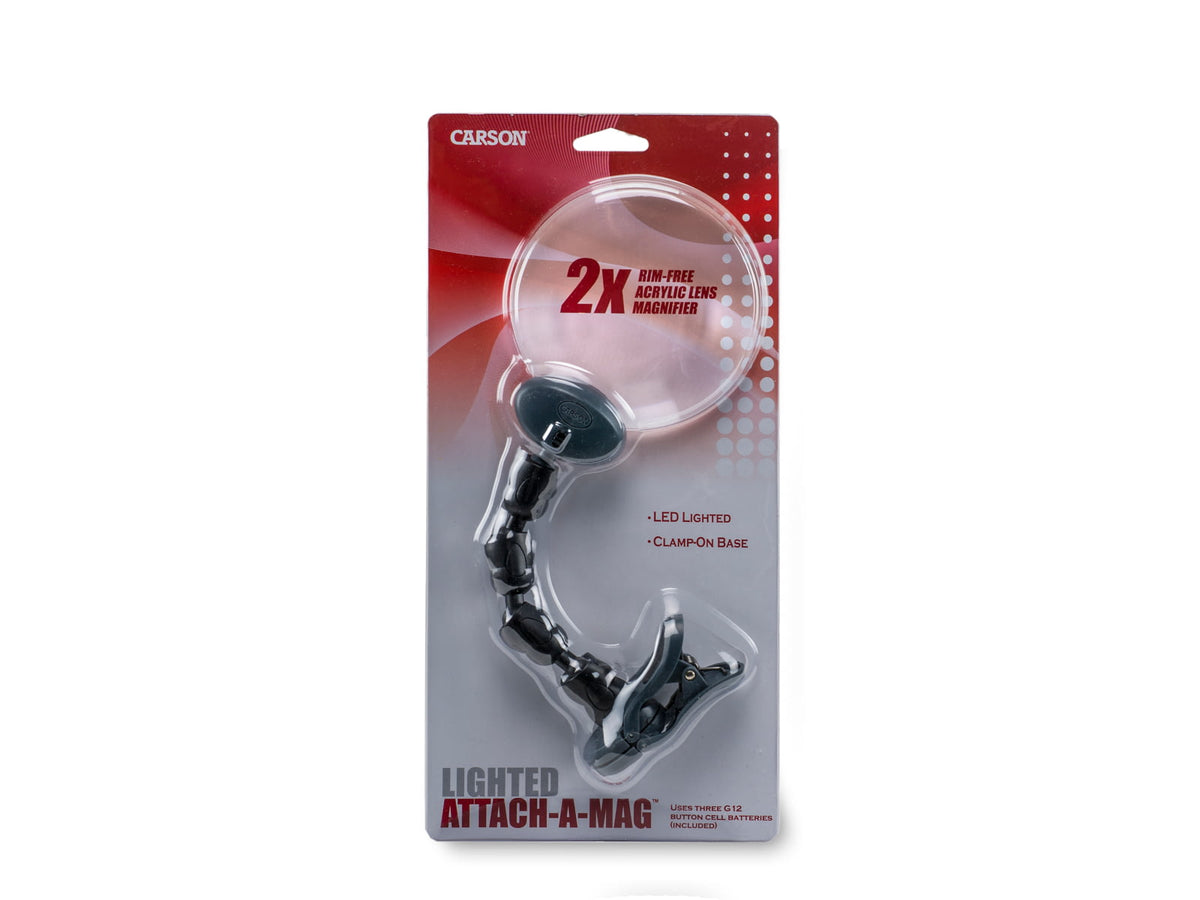 Carson Attach-A-Mag 2x LED Lighted Flexible Magnifier Loupe AM-20