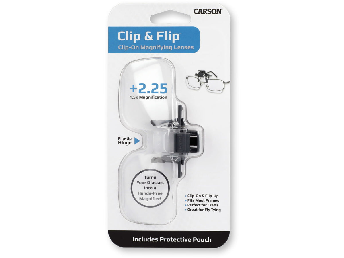 Carson Clip & Flip 1.5x Power +2.25 Diopters Clip-On Flip-Up Magnifying Lenses