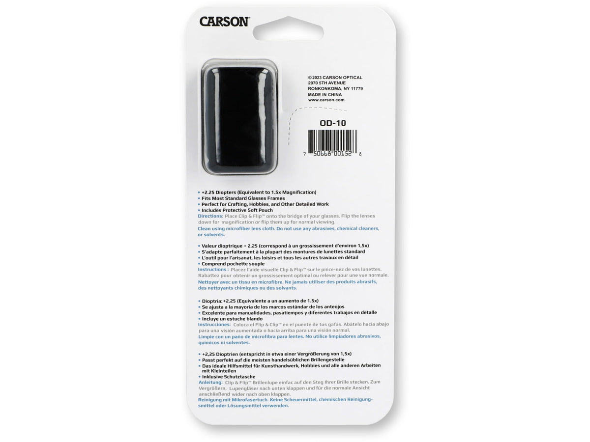 Carson Clip & Flip 1.5x Power +2.25 Diopters Clip-On Flip-Up Magnifying Lenses
