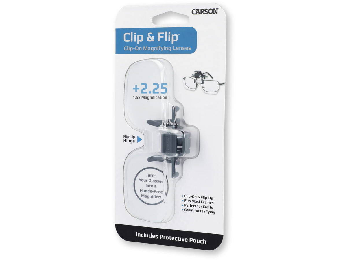 Carson Clip & Flip 1.5x Power +2.25 Diopters Clip-On Flip-Up Magnifying Lenses