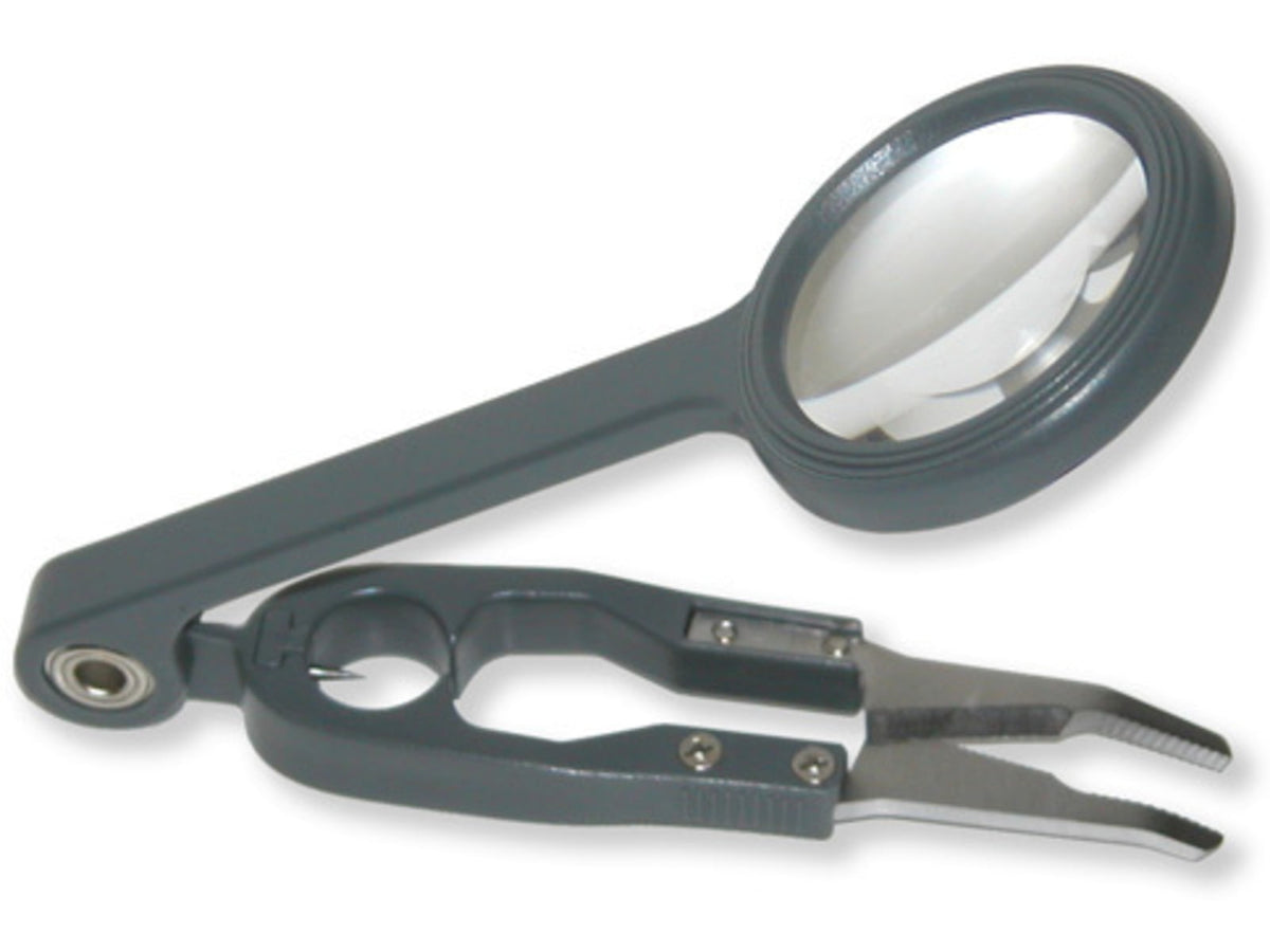 Carson Fishn Grip 4x Magnifier w/Attached Precision Tweezers Hook Cleaner and Line Cutter OD-99