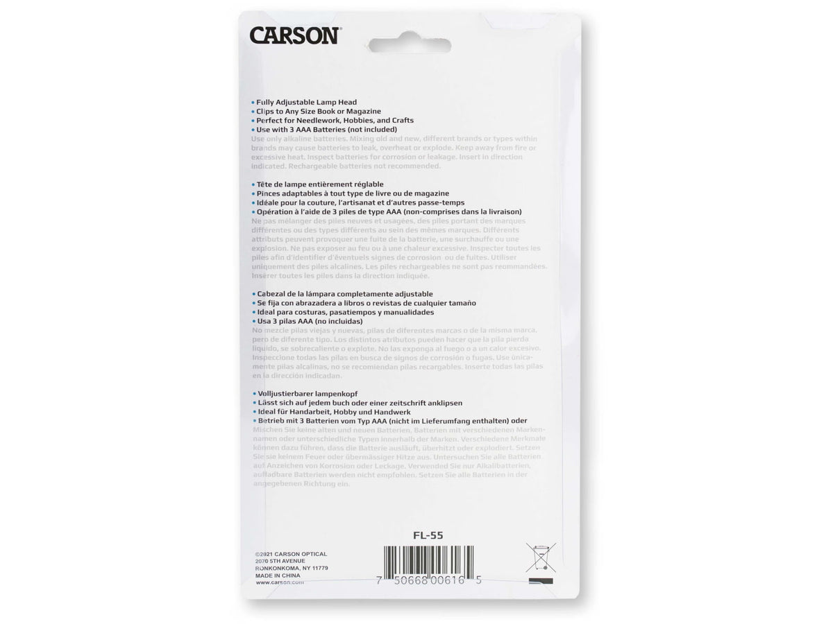 Carson FlexNeck Ultra-Bright Fully Adjustable LED Book Light Silver FL-55
